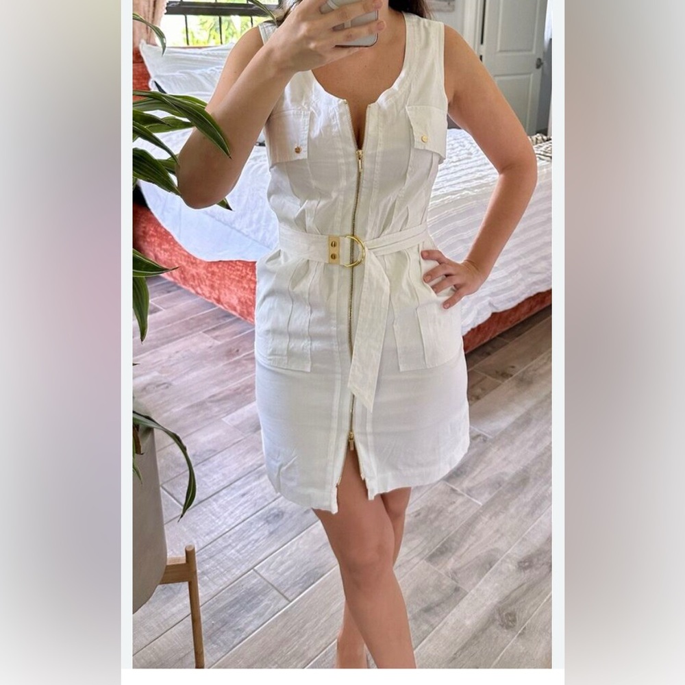 Tory Burch White Sleeveless Belted Dress - Picture 7 of 7